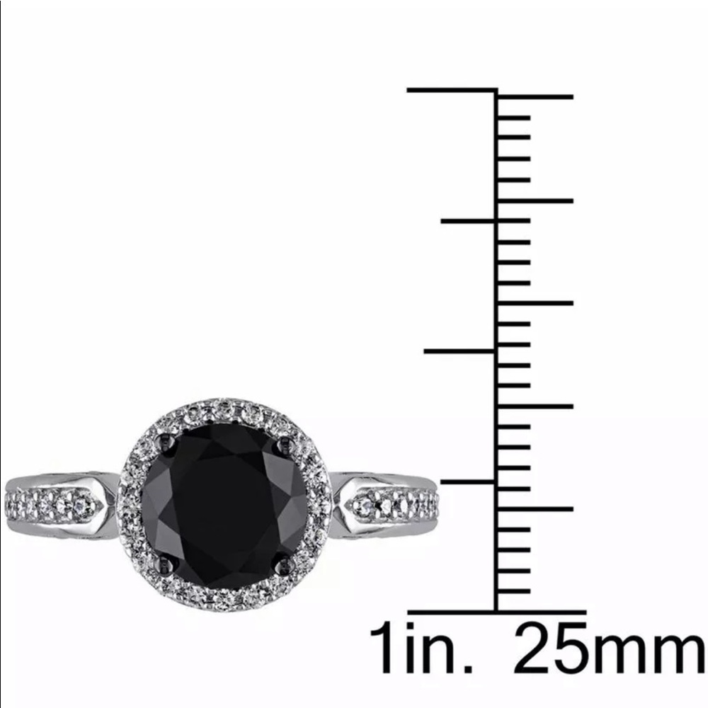 Woman Round Cut 2.35ct Black Sapphire 925 Ring - Picture 5 of 6
